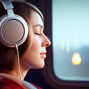 Person deeply engrossed in a podcast through headphones, showing a personal and intimate listening experience.