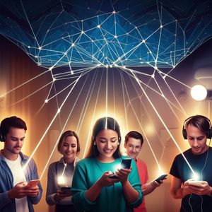 Blog thumbnail: Diverse everyday people holding digital devices, their glow connecting to a global network, symbolizing rise to digital stardom.
