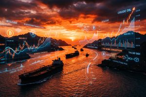 Strait of Hormuz with tankers and crypto graphs