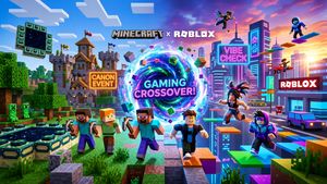 Minecraft and Roblox crossover games merging in 2026, vibrant and futuristic