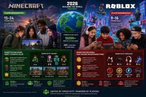 Minecraft and Roblox player demographics and monetization comparison 2026