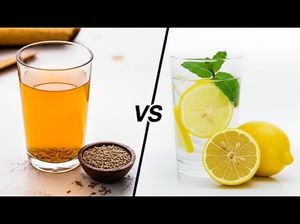 Comparison of Jeera water and Lemon water in two distinct glasses for weight loss