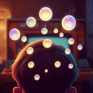 Illustration of a person experiencing 'Core Memory Unlocked' with nostalgic scenes and glowing orbs representing past memories.