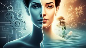 Blog cover: A visual metaphor of a person transforming from skepticism (cold, logical imagery) to spiritual openness (warm, organic imagery) with a glowing crack symbolizing an unexpected moment.