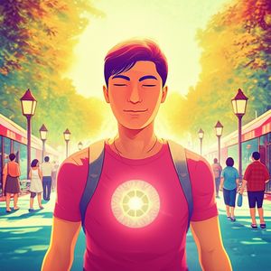 A person calmly navigating an urban park, radiating inner peace, symbolizing the integration of spirituality into everyday life.
