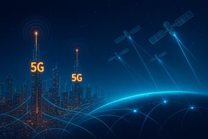 Hybrid connectivity future: 5G in cities, LEO satellites globally.