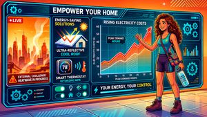 Smart home interface showing energy consumption data and cooling solutions during a heatwave